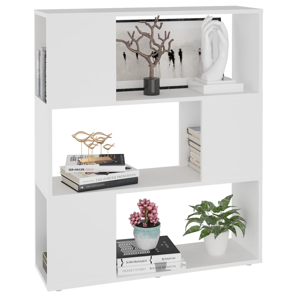 Bücherregal Raumteiler Weiß 80x24x94 cm Holzwerkstoff