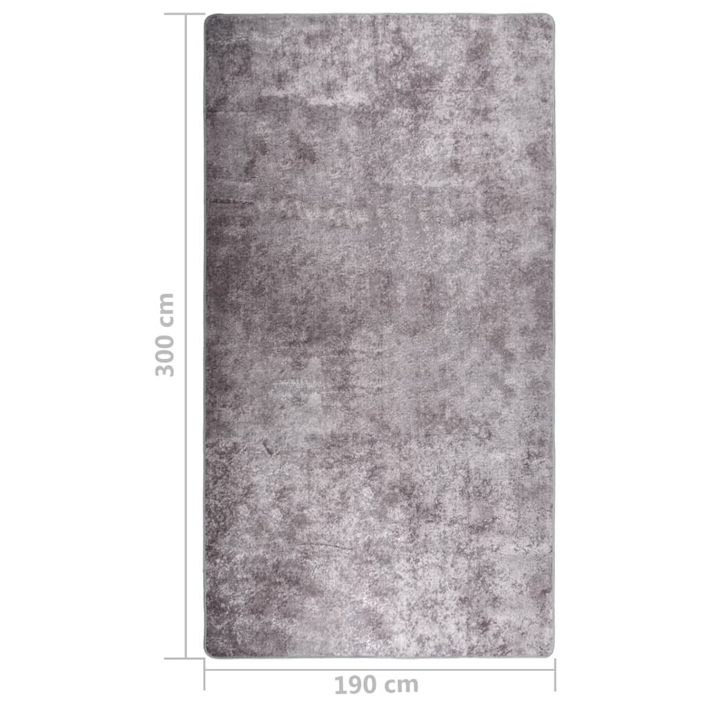 Teppich Waschbar 190x300 cm Grau Rutschfest