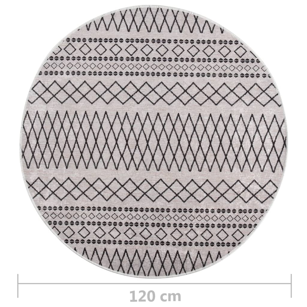 Teppich Waschbar Schwarz und Weiß ?120 cm Rutschfest