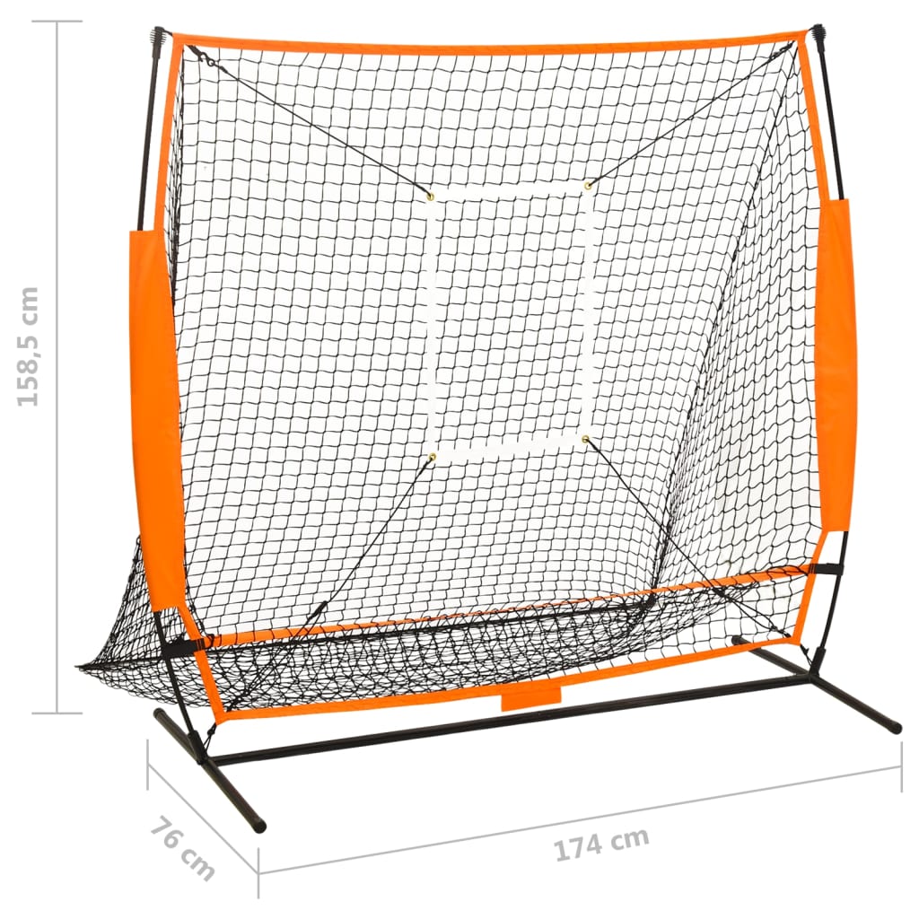 Multisport-Übungsnetz Baseball Schwarz 174x76x158,5 cm