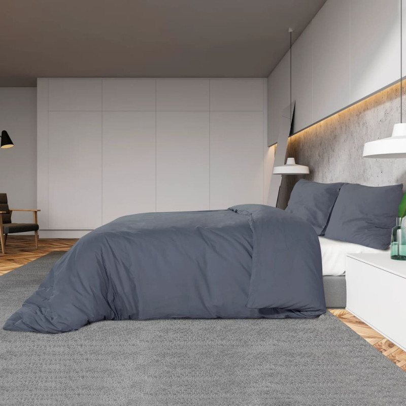 Bettwäsche-Set Anthrazit 155x220 cm Baumwolle