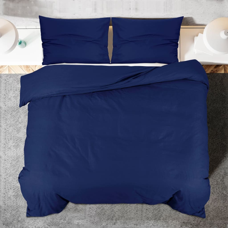 Bettwäsche-Set Marineblau 260x220 cm Baumwolle