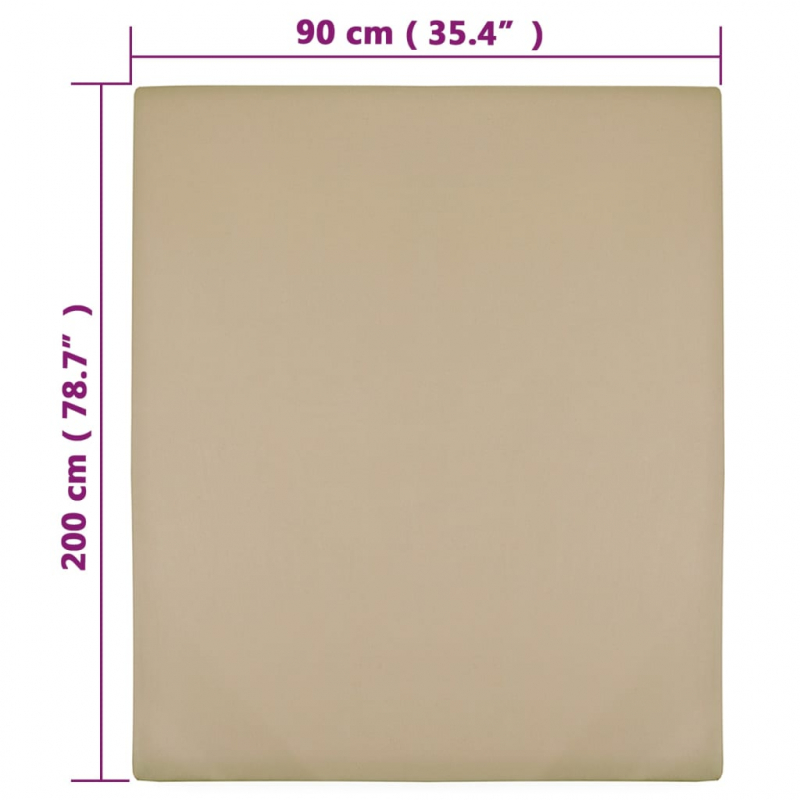 Spannbettlaken Jersey Taupe 90x200 cm Baumwolle