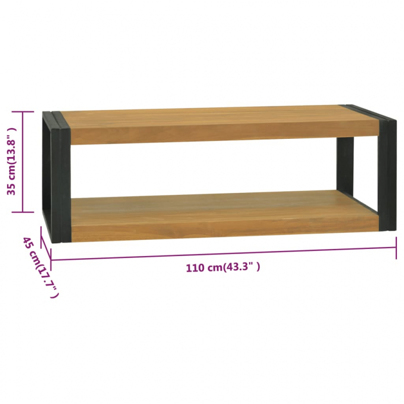 Wand-Badregal 110x45x35 cm Massivholz Teak