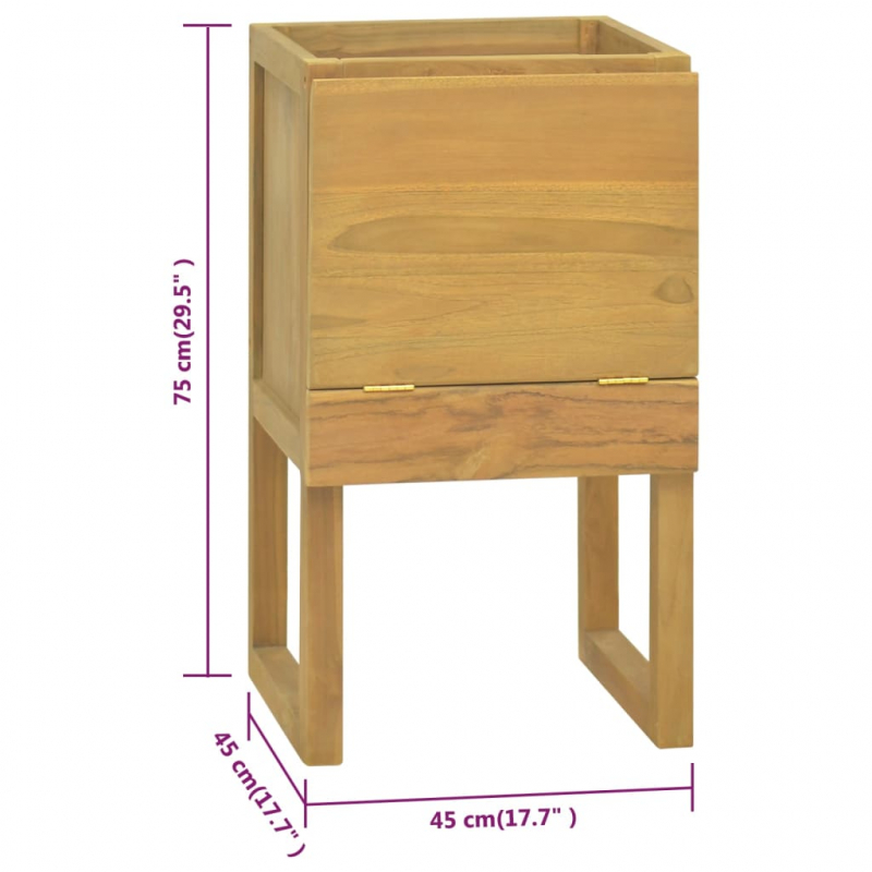 Badschrank 45x45x75 cm Massivholz Teak