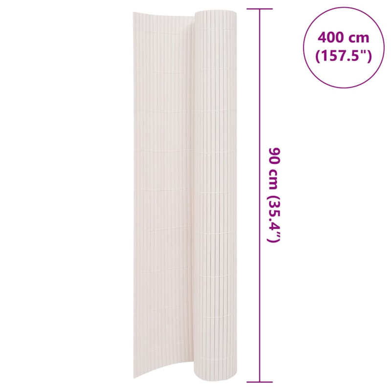 Gartenzaun Doppelseitig 90x400 cm Weiß