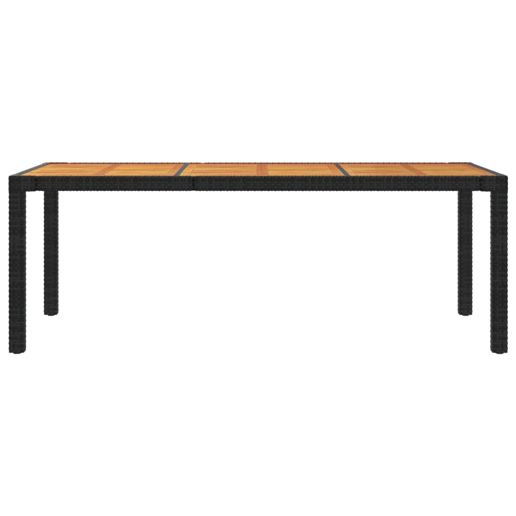 Gartentisch 190x90x75 cm Poly Rattan und Akazienholz Schwarz