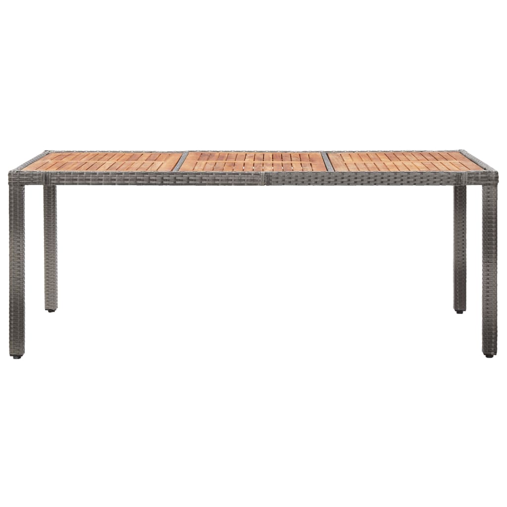 Gartentisch 190x90x75 cm Poly Rattan und Akazienholz Grau