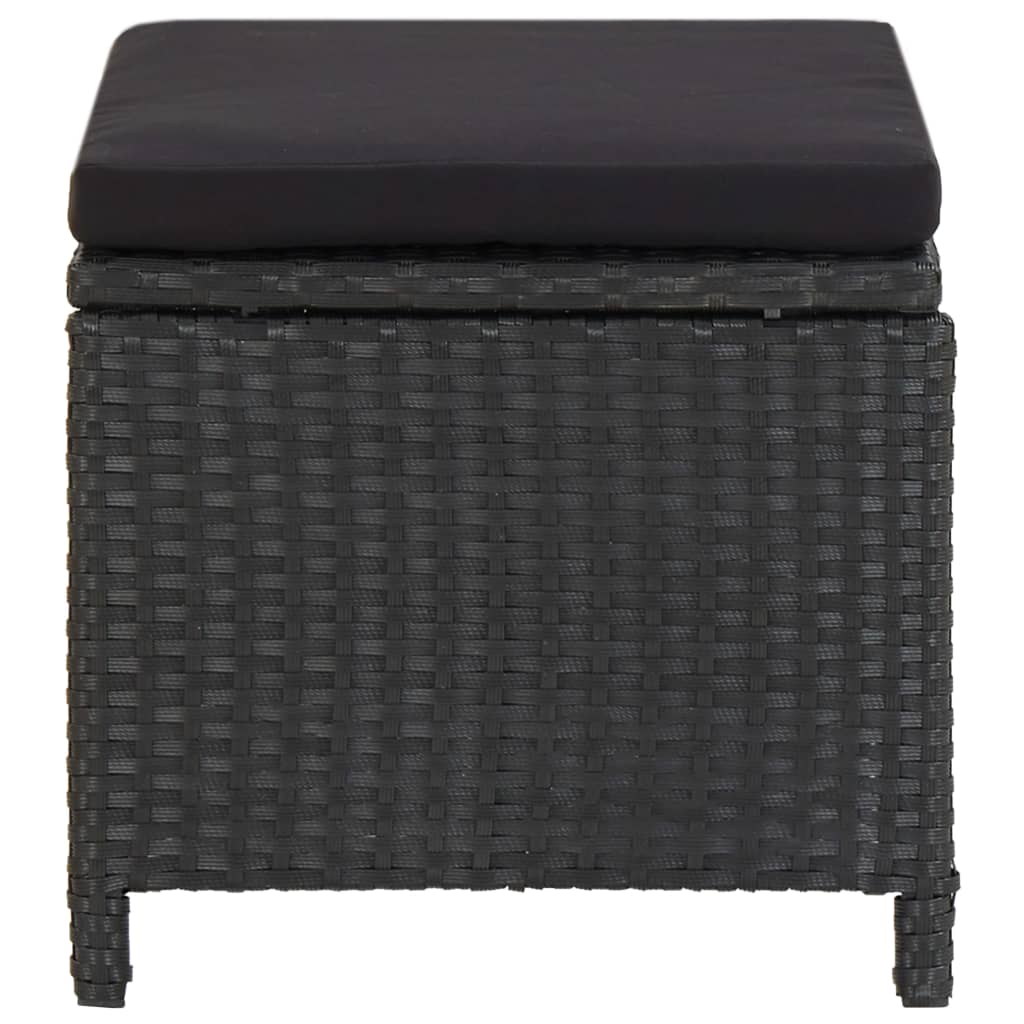 Gartenhocker mit Kissen 2 Stk. Poly Rattan Schwarz