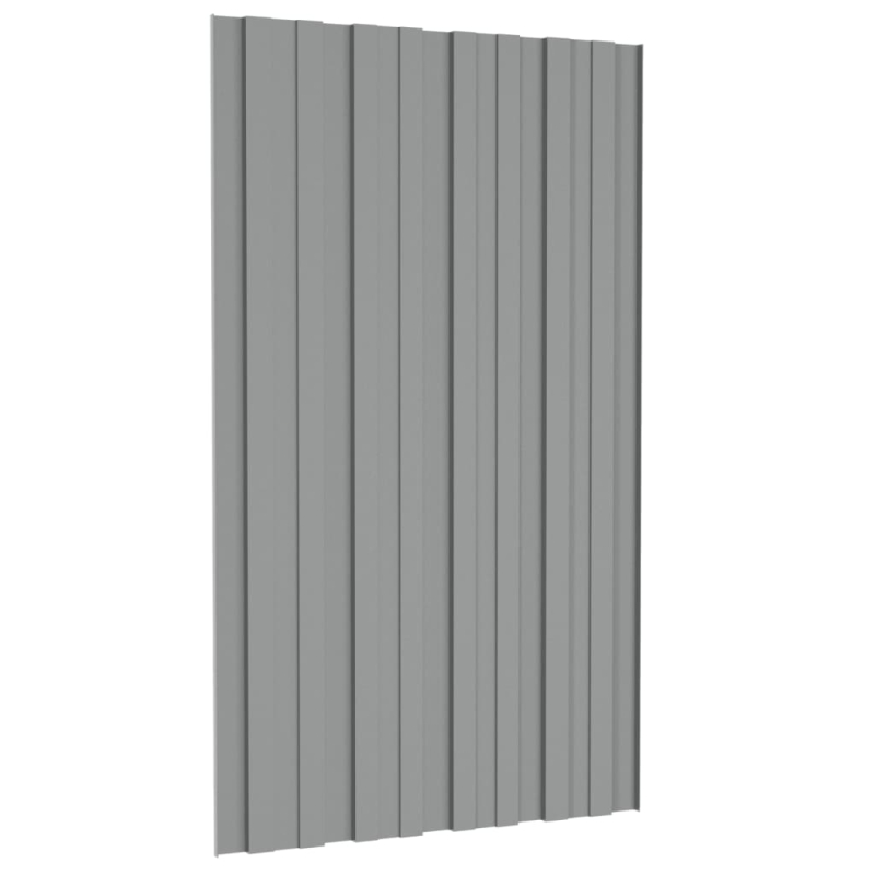 Dachpaneele 12 Stk. Verzinkter Stahl Grau 80x45 cm