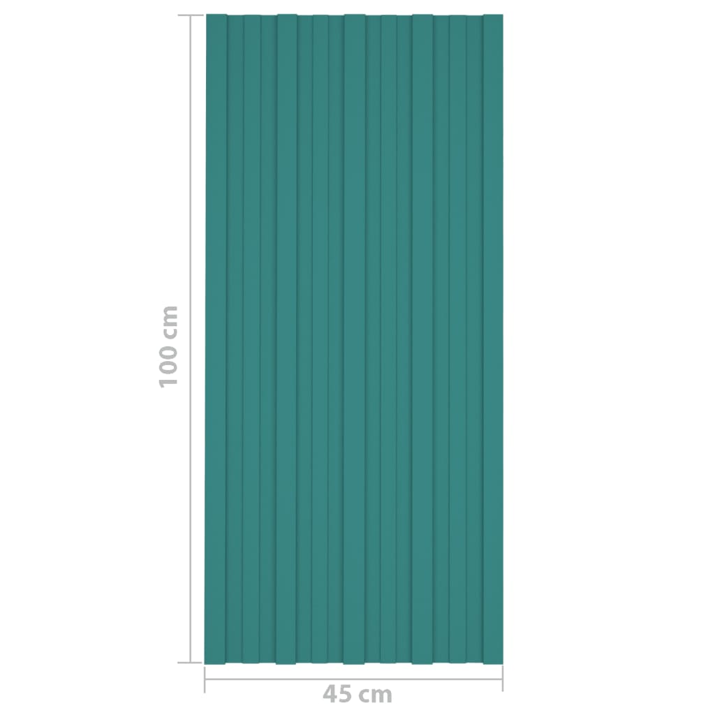 Dachpaneele 12 Stk. Verzinkter Stahl Grün 100x45 cm