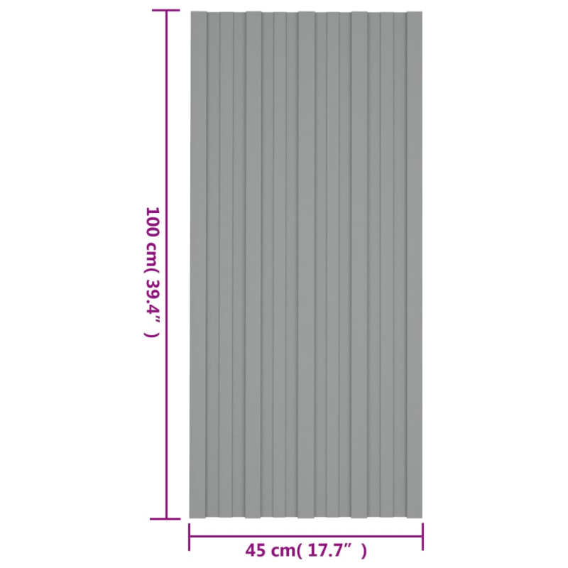 Dachpaneele 36 Stk. Verzinkter Stahl Grau 100x45 cm