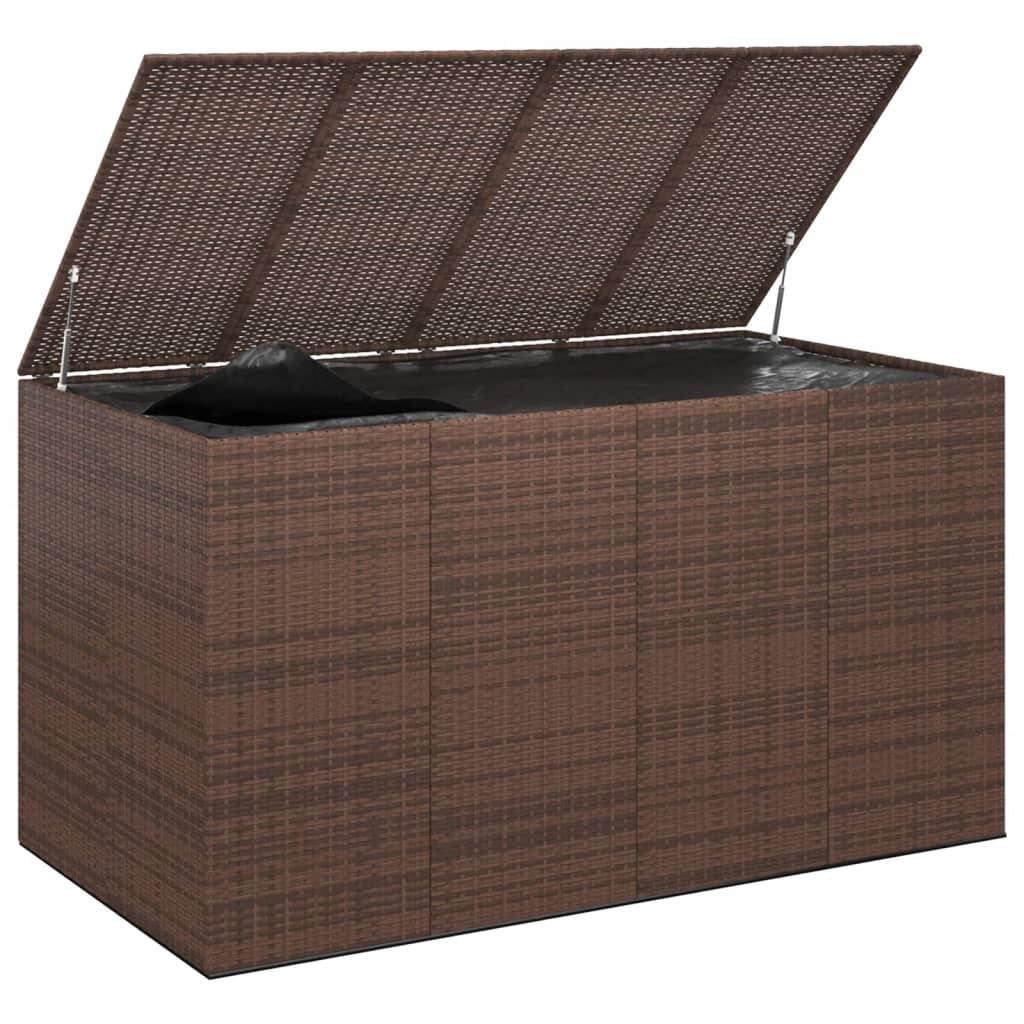 Garten-Kissenbox PE Rattan 194x100x103 cm Braun
