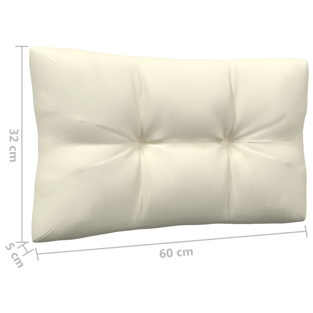 Garten-Mittelsofa mit Kissen in Creme Massivholz Kiefer