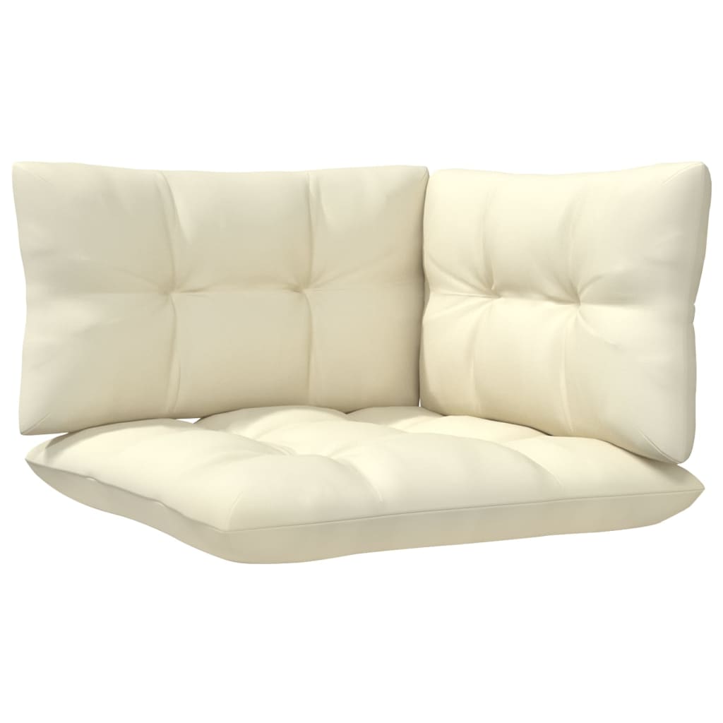 Gartensofa 2-Sitzer mit Kissen in Creme Massivholz Kiefer