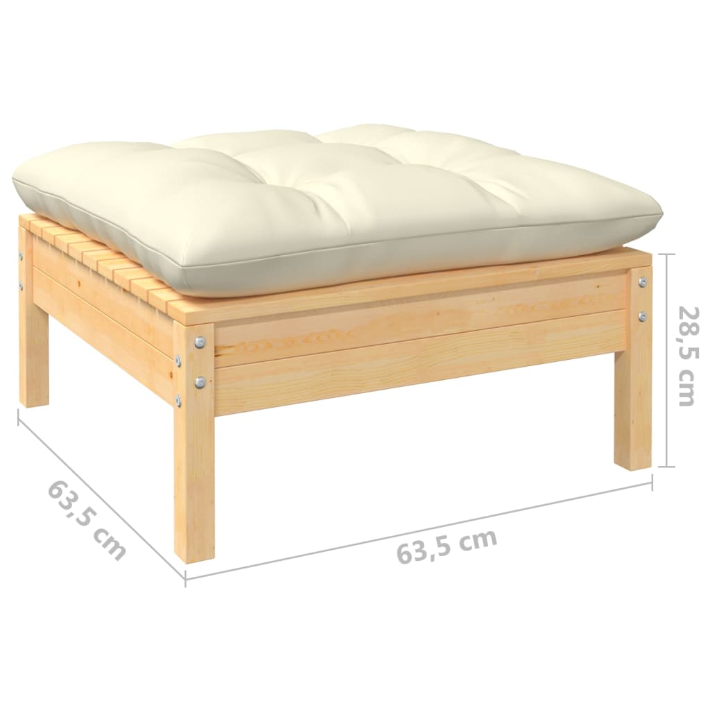 2-Sitzer-Gartensofa mit Creme Kissen Massivholz Kiefer