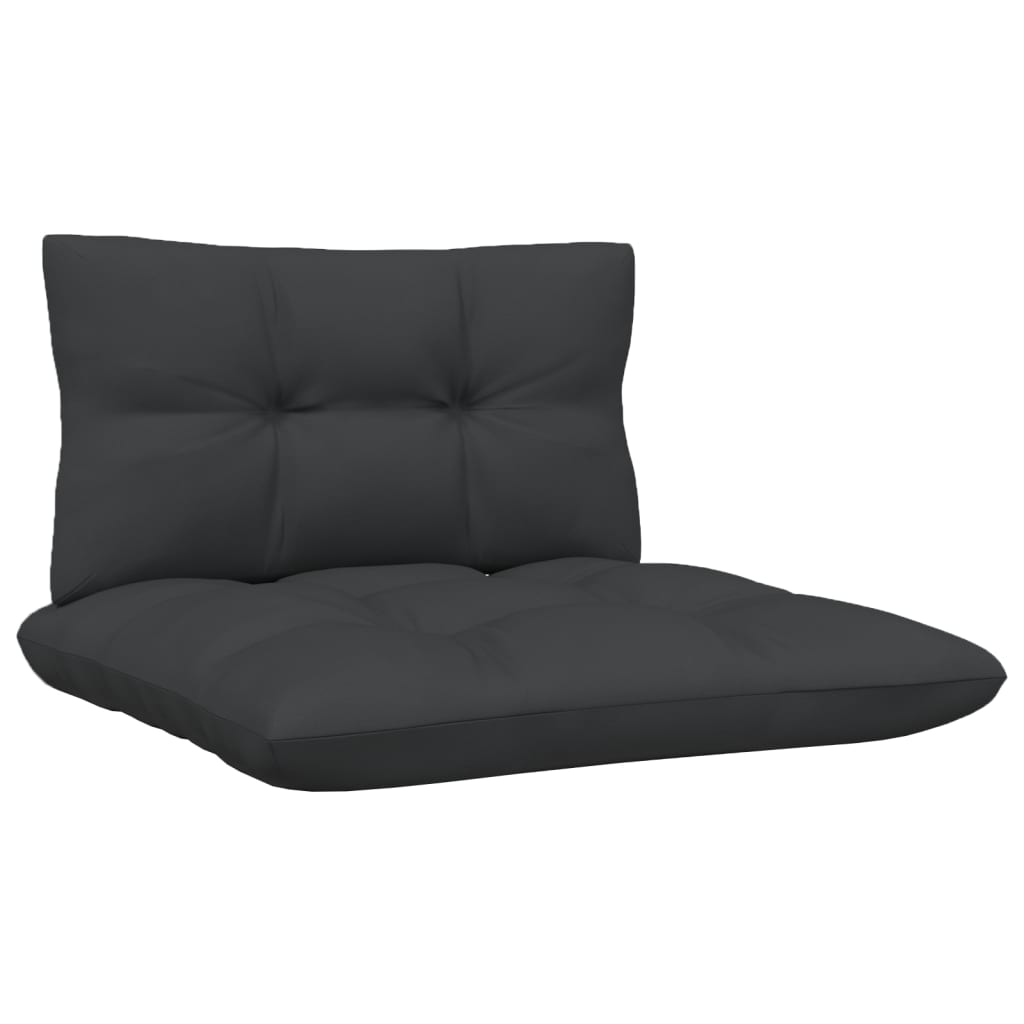 3-tlg. Garten-Lounge-Set mit Kissen Schwarz Kiefer Massivholz