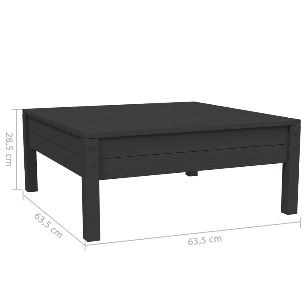 3-tlg. Garten-Lounge-Set mit Kissen Schwarz Massivholz Kiefer