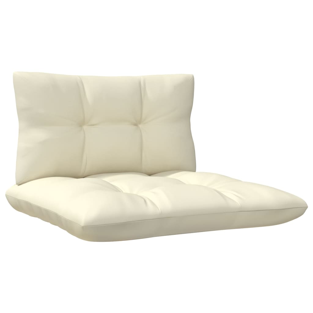 3-tlg. Garten-Lounge-Set mit Kissen in Creme Massivholz Kiefer