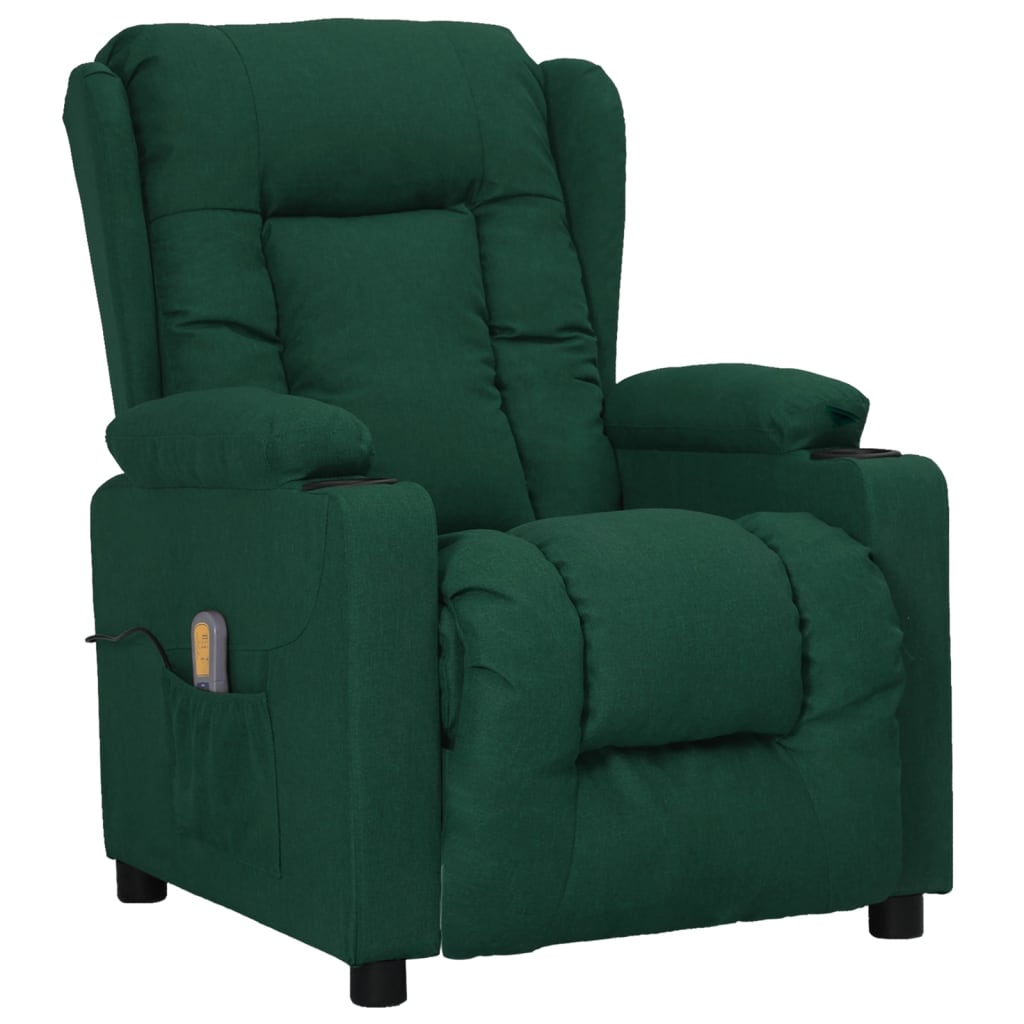 Massagesessel Dunkelgrün Stoff