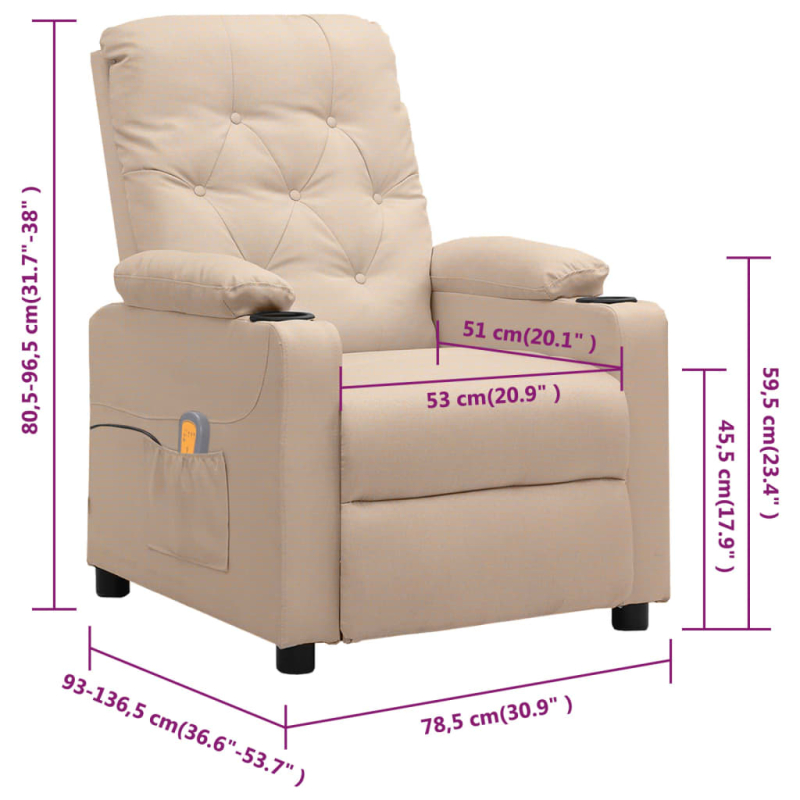 Massagesessel Creme Stoff