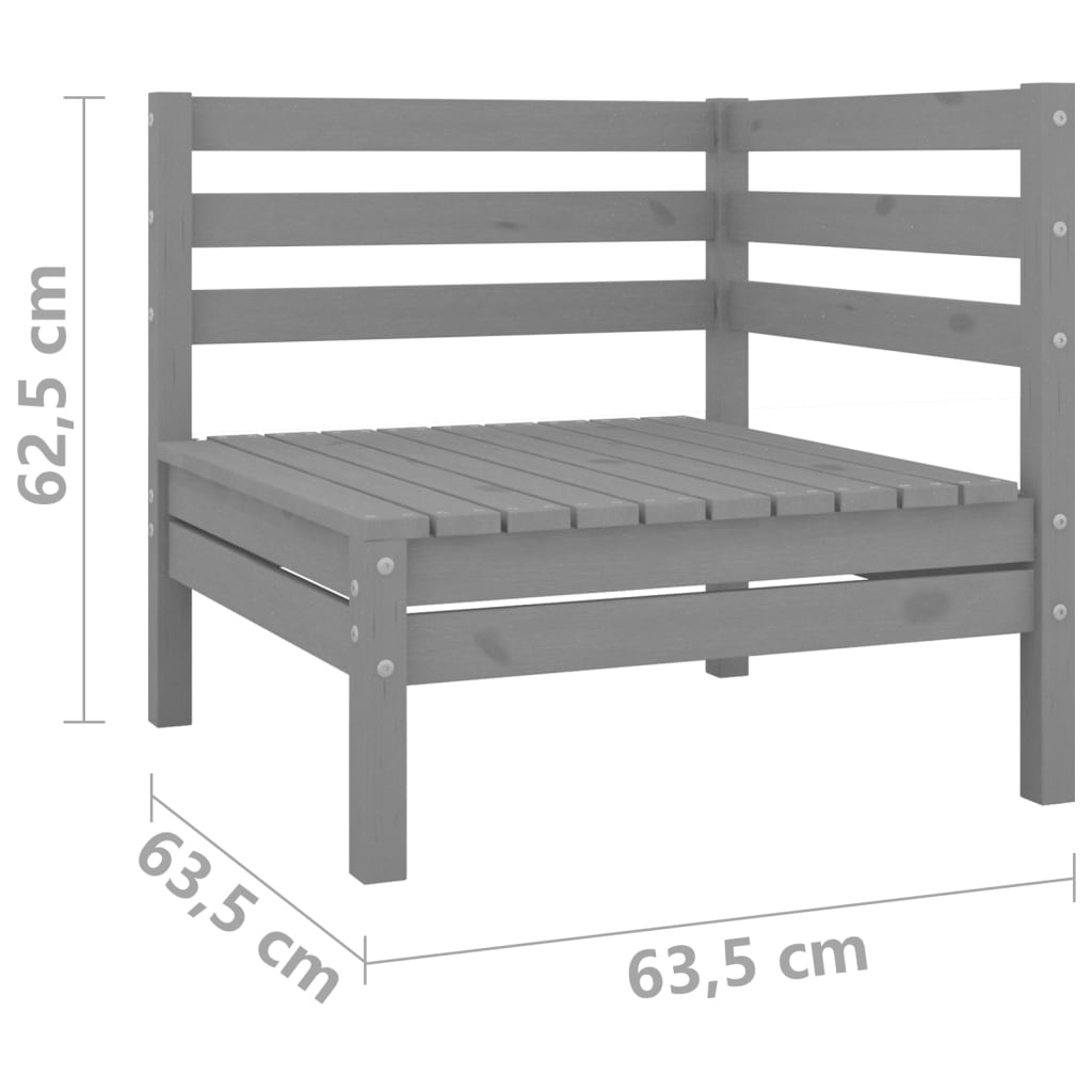 2-Sitzer-Gartensofa Grau Kiefer Massivholz