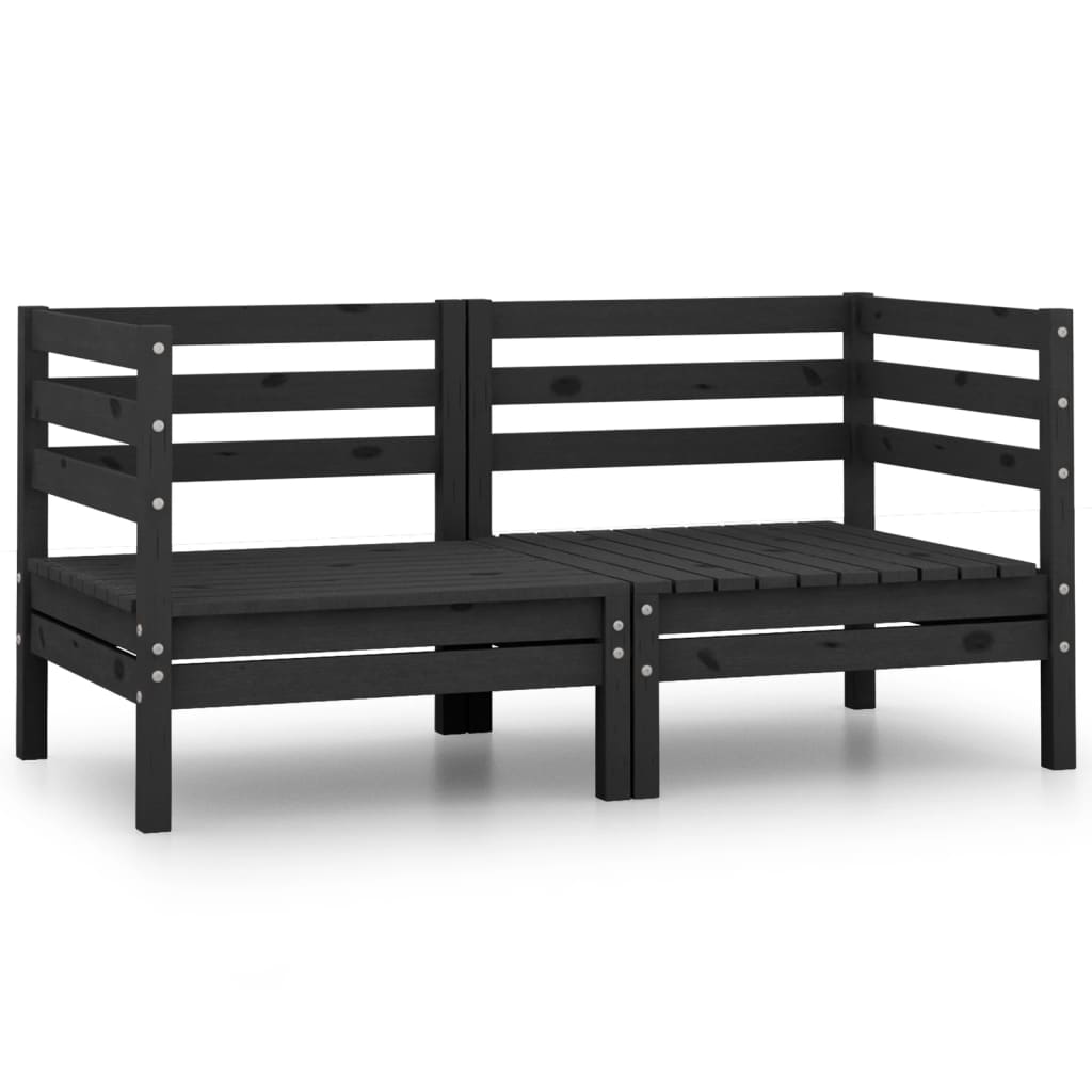 2-Sitzer-Gartensofa Schwarz Kiefer Massivholz