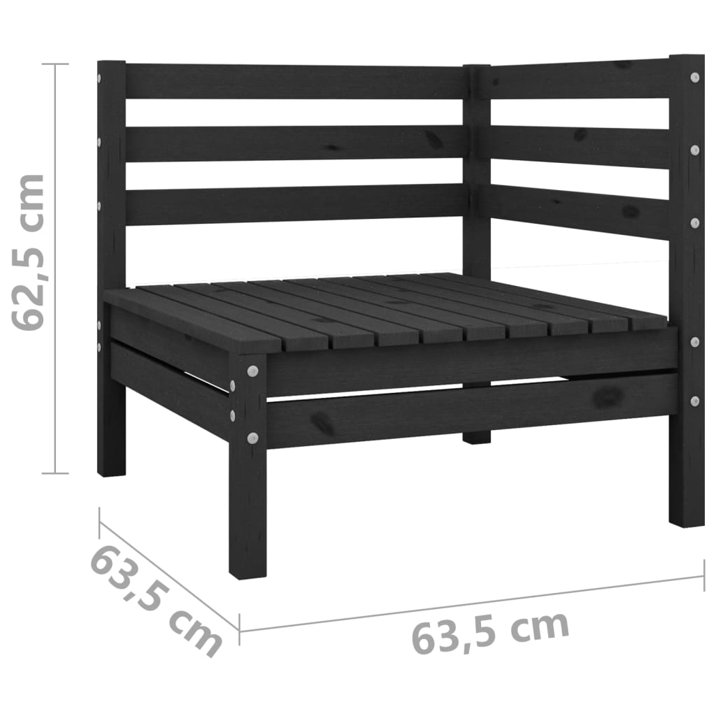 2-Sitzer-Gartensofa Schwarz Kiefer Massivholz