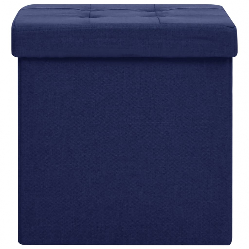 Hocker mit Stauraum Blau Leinenoptik