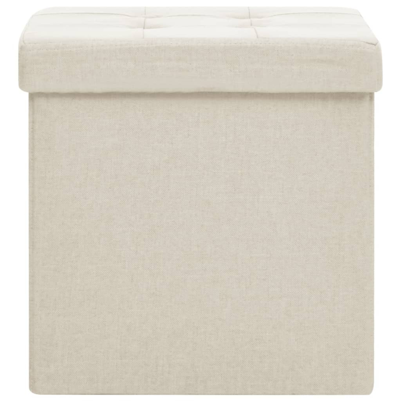 Hocker mit Stauraum 2 Stk. Cremeweiß Leinenoptik