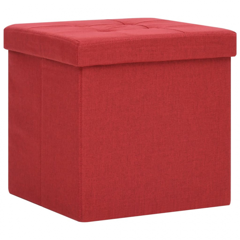 Hocker mit Stauraum 2 Stk. Weinrot Leinenoptik