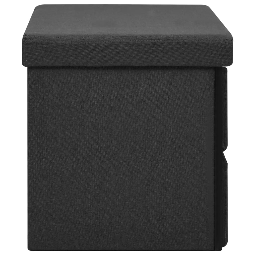Faltbare Sitzbank mit Stauraum Schwarz 76x38x38 cm Leinenoptik