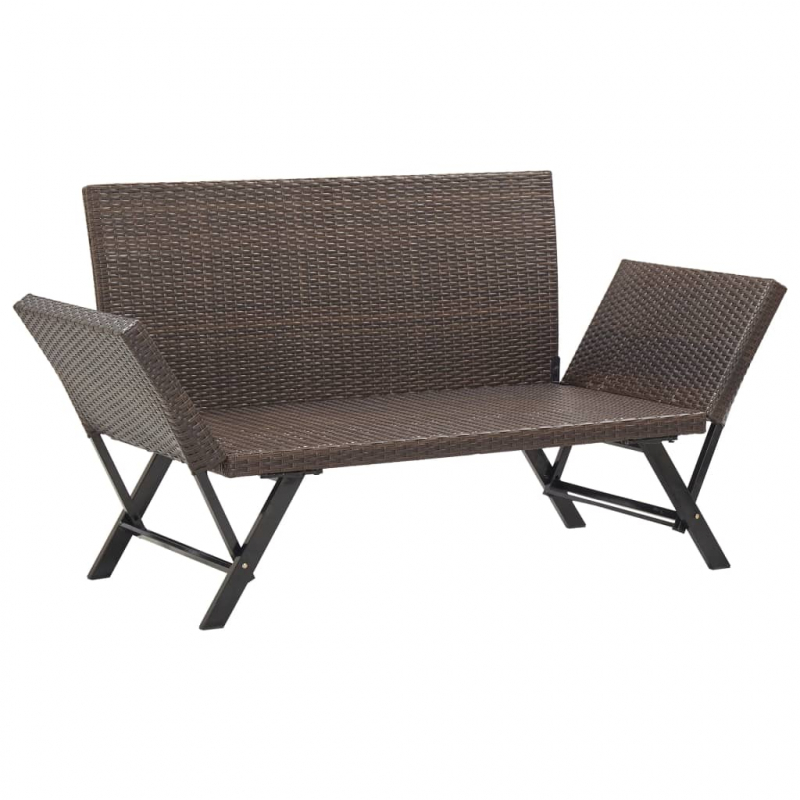 Gartenbank mit Kissen Braun 176 cm Poly Rattan