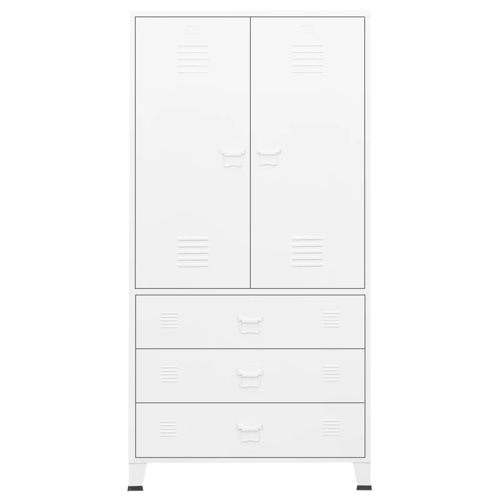 Industrial Kleiderschrank Weiß 90x50x180 cm Metall