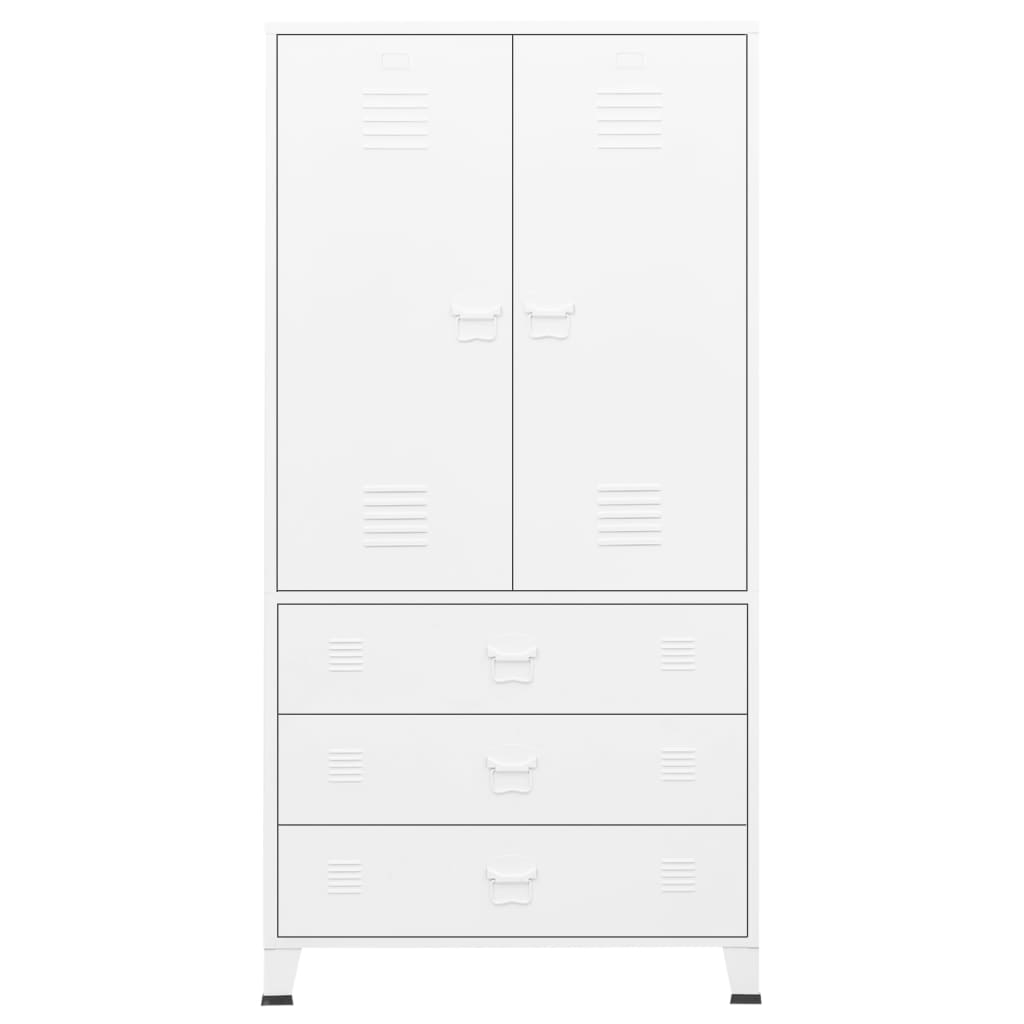 Industrial Kleiderschrank Weiß 90x50x180 cm Metall