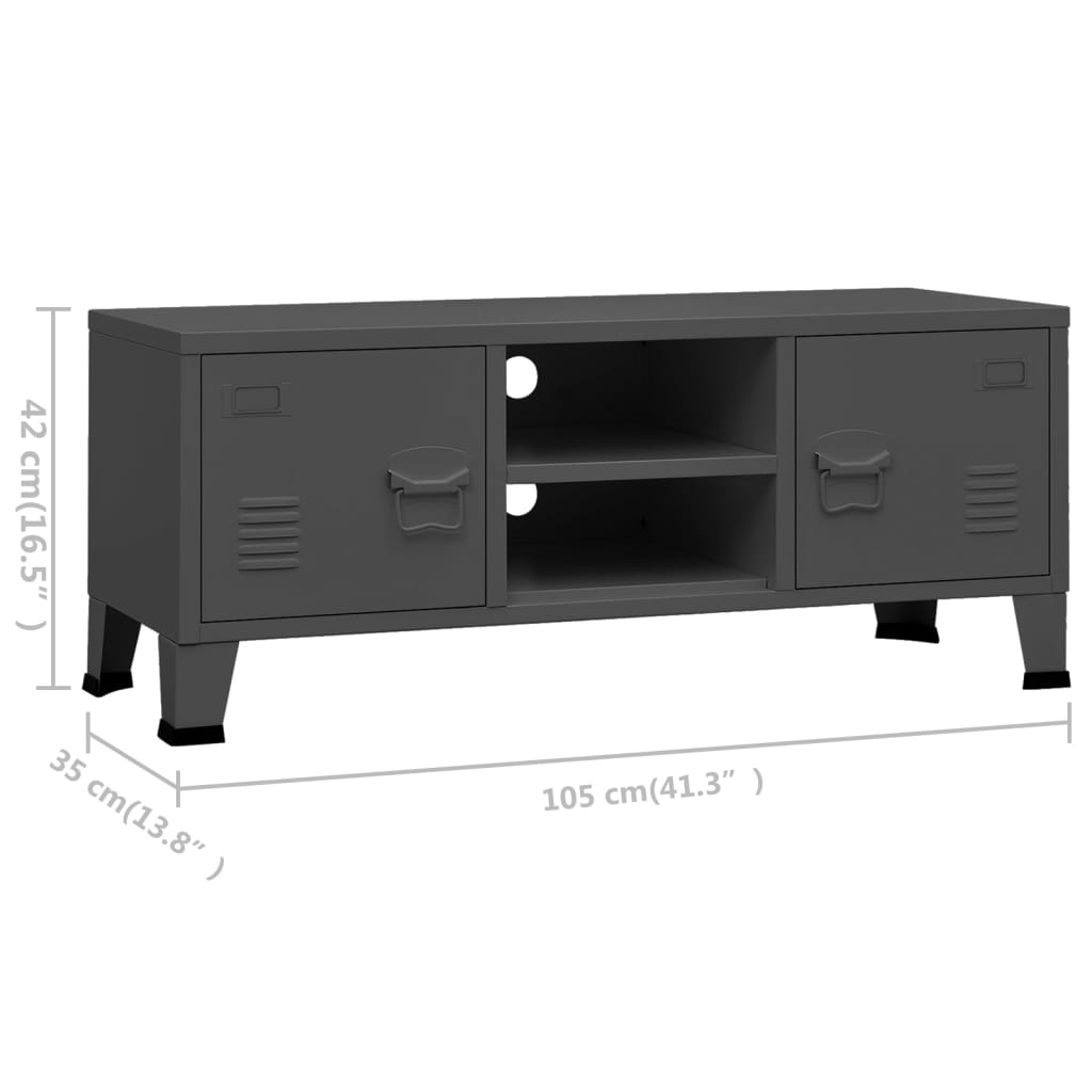 TV-Schrank Industrie-Stil Anthrazit 105x35x42 cm Metall