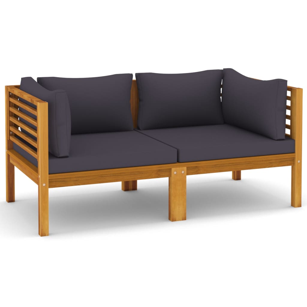 2-Sitzer-Gartensofa mit Kissen Massivholz Akazie
