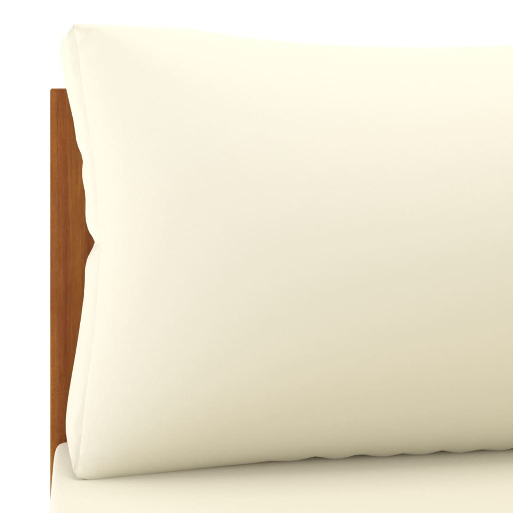 2-Sitzer-Gartensofa mit Creme Kissen Massivholz Akazie