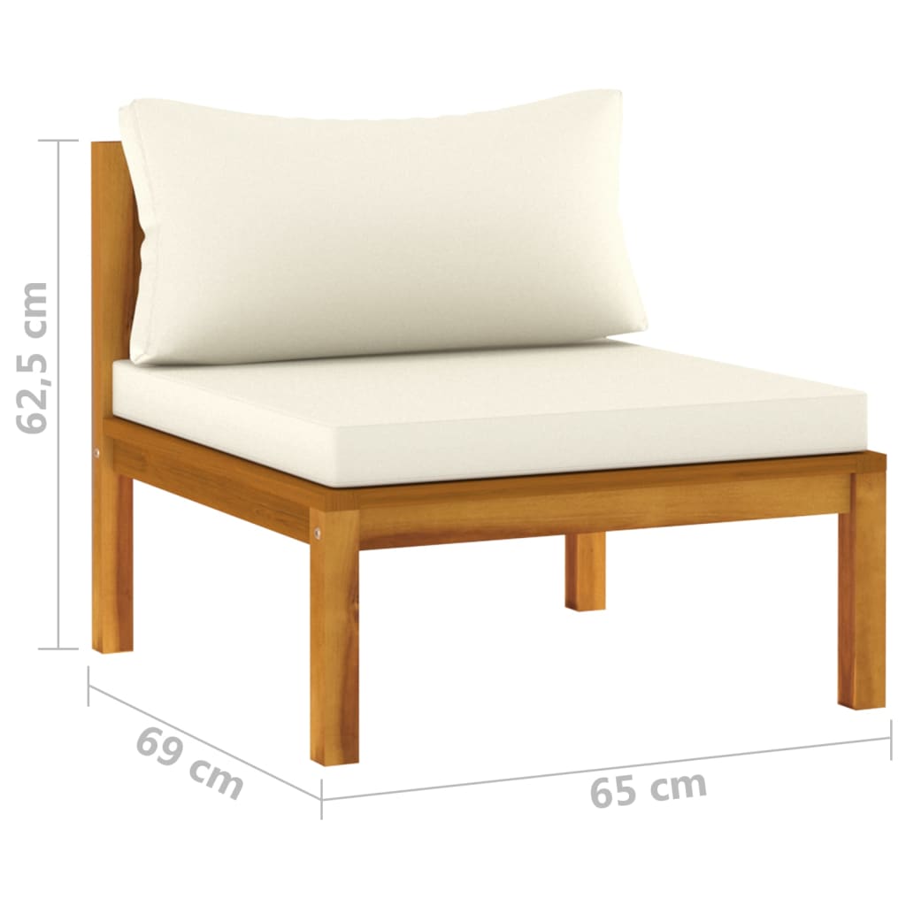 3-Sitzer-Gartensofa mit Creme Kissen Massivholz Akazie