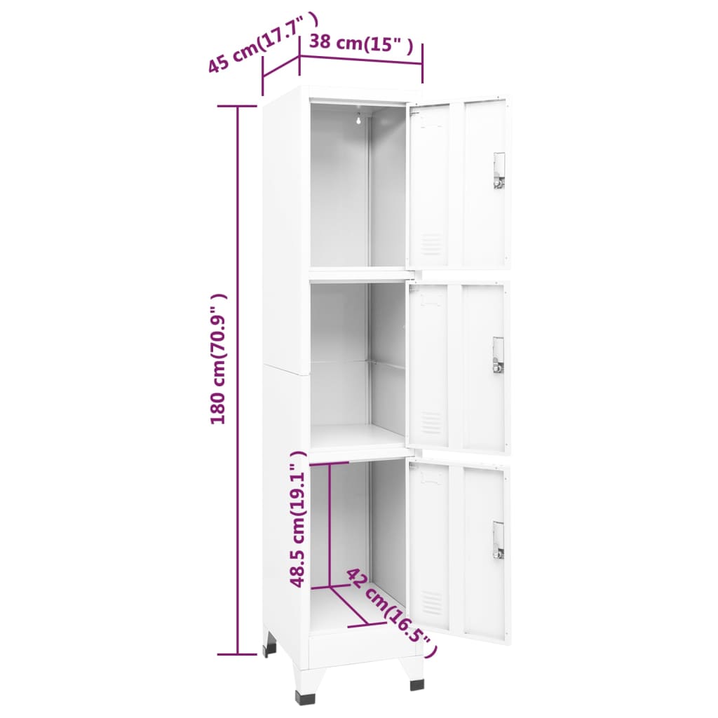 Schließfachschrank Weiß 38x45x180 cm Stahl