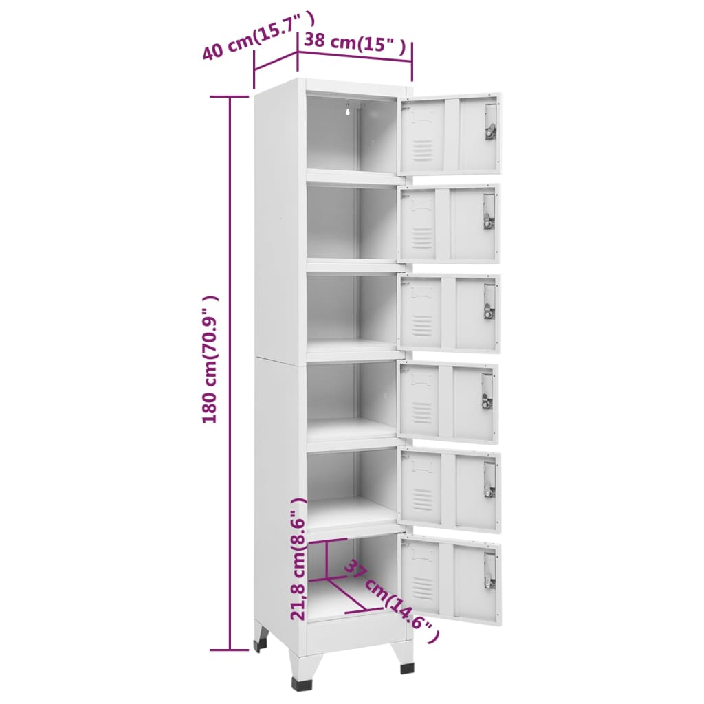 Schließfachschrank Hellgrau 38x40x180 cm Stahl