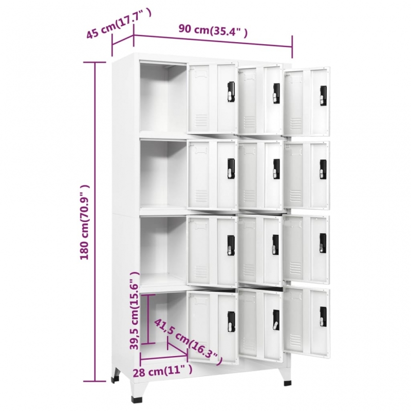 Schließfachschrank Weiß 90x45x180 cm Stahl