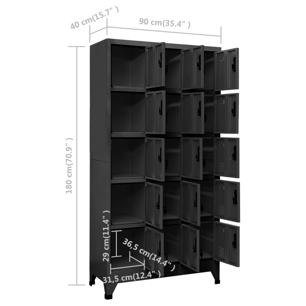 Schließfachschrank Anthrazit 90x40x180 cm Stahl