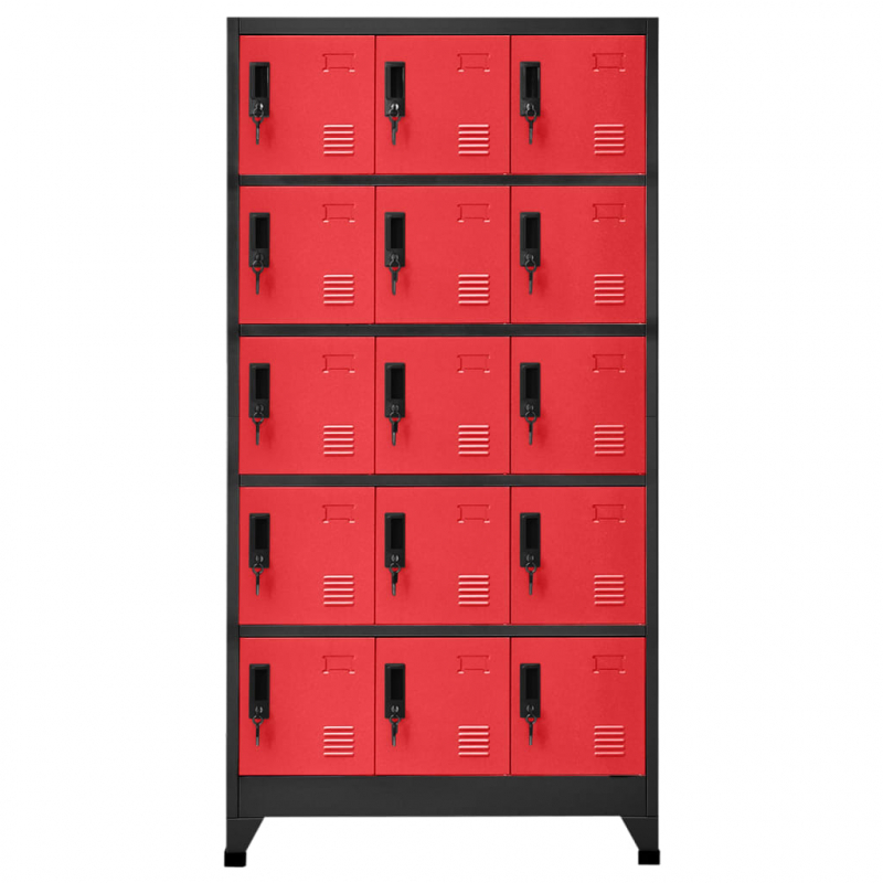 Schließfachschrank Anthrazit und Rot 90x40x180 cm Stahl