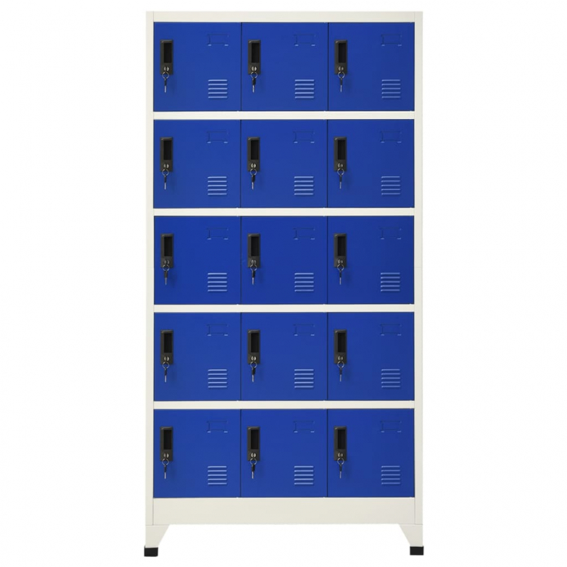 Schließfachschrank Grau und Blau 90x40x180 cm Stahl