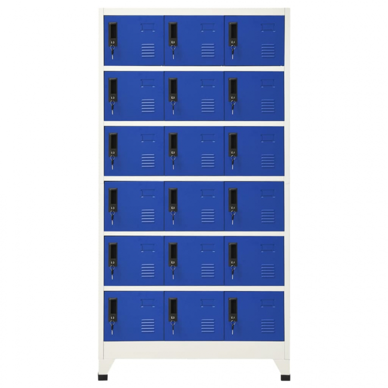 Schließfachschrank Grau und Blau 90x40x180 cm Stahl