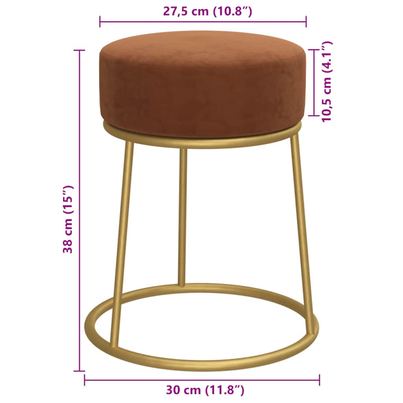 Runder Hocker Braun Samt