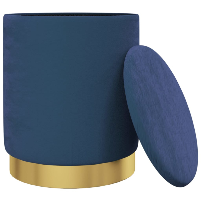 Runder Aufbewahrungshocker Blau Samt