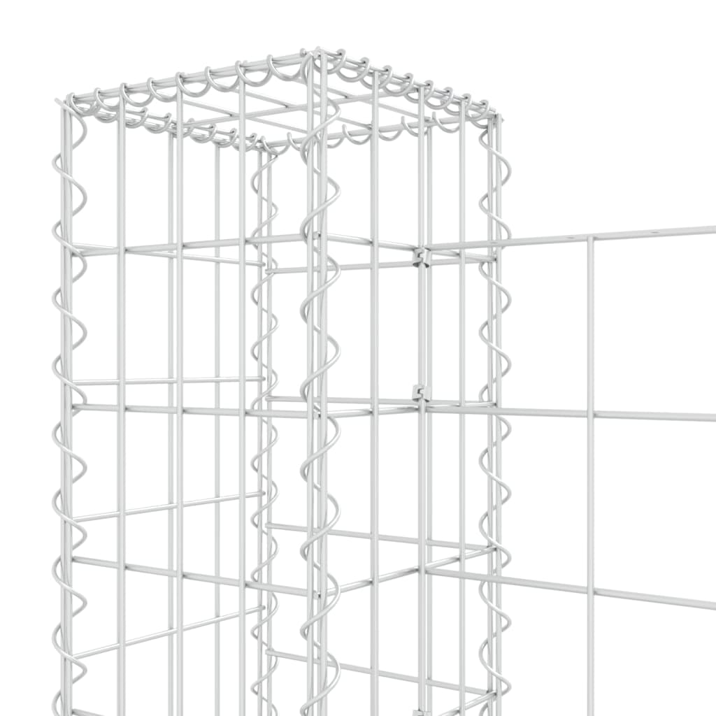 Gabionenkorb U-Form mit 5 Säulen Eisen 500x20x100 cm