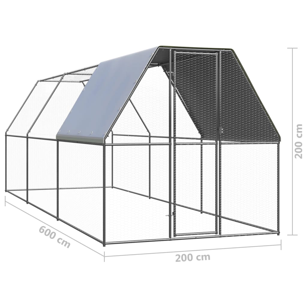 Outdoor-Hühnerkäfig 2x6x2 m Verzinkter Stahl